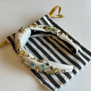 Lele Sadoughi cream woven candy jeweled headband